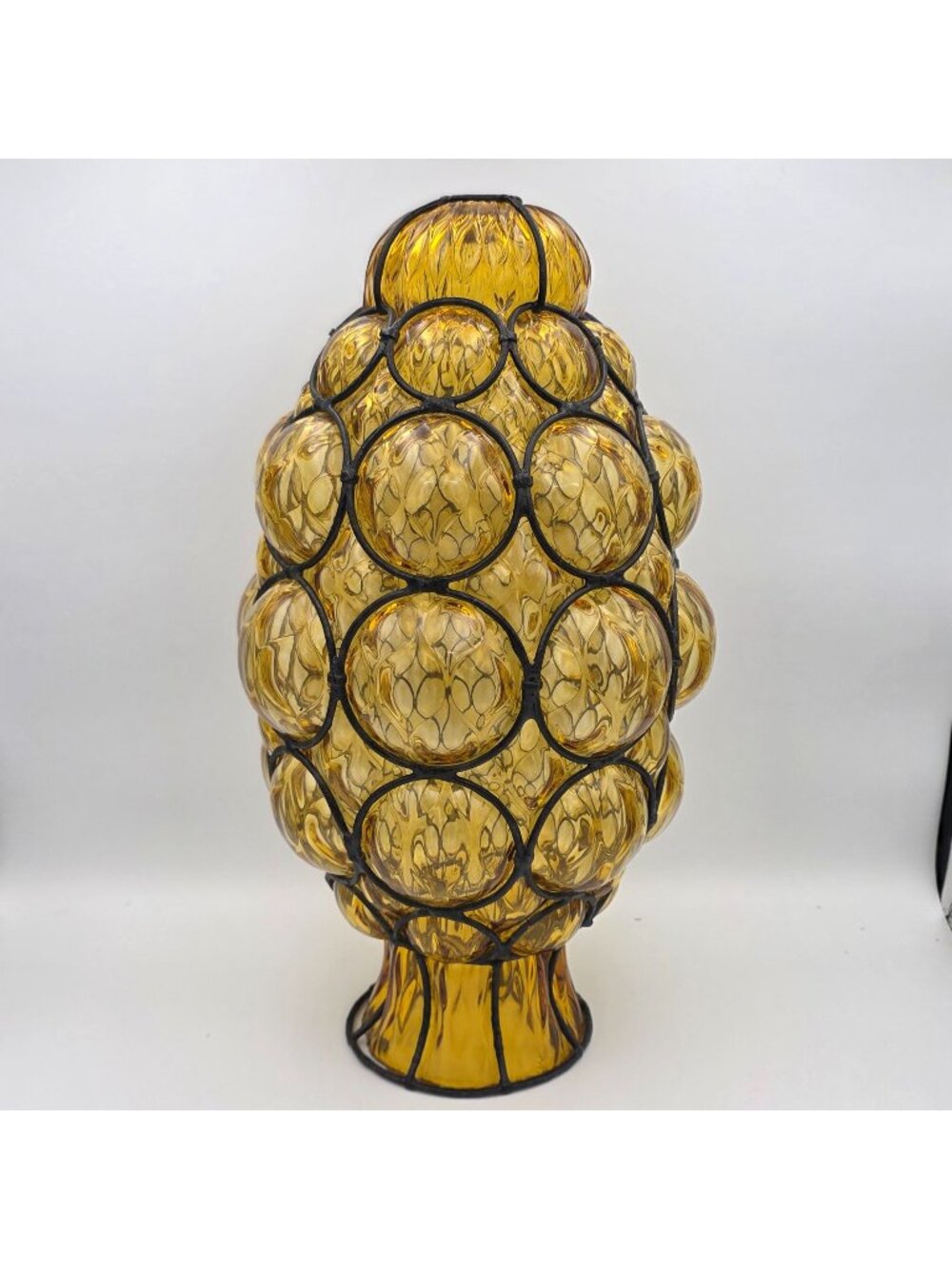 Vintage Amber Murano Bubble Glass Pendant Light Fixture Shade or Base 16"